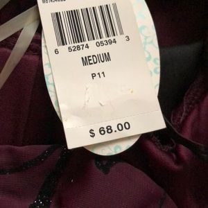 Maroon dress with black sparkling detail